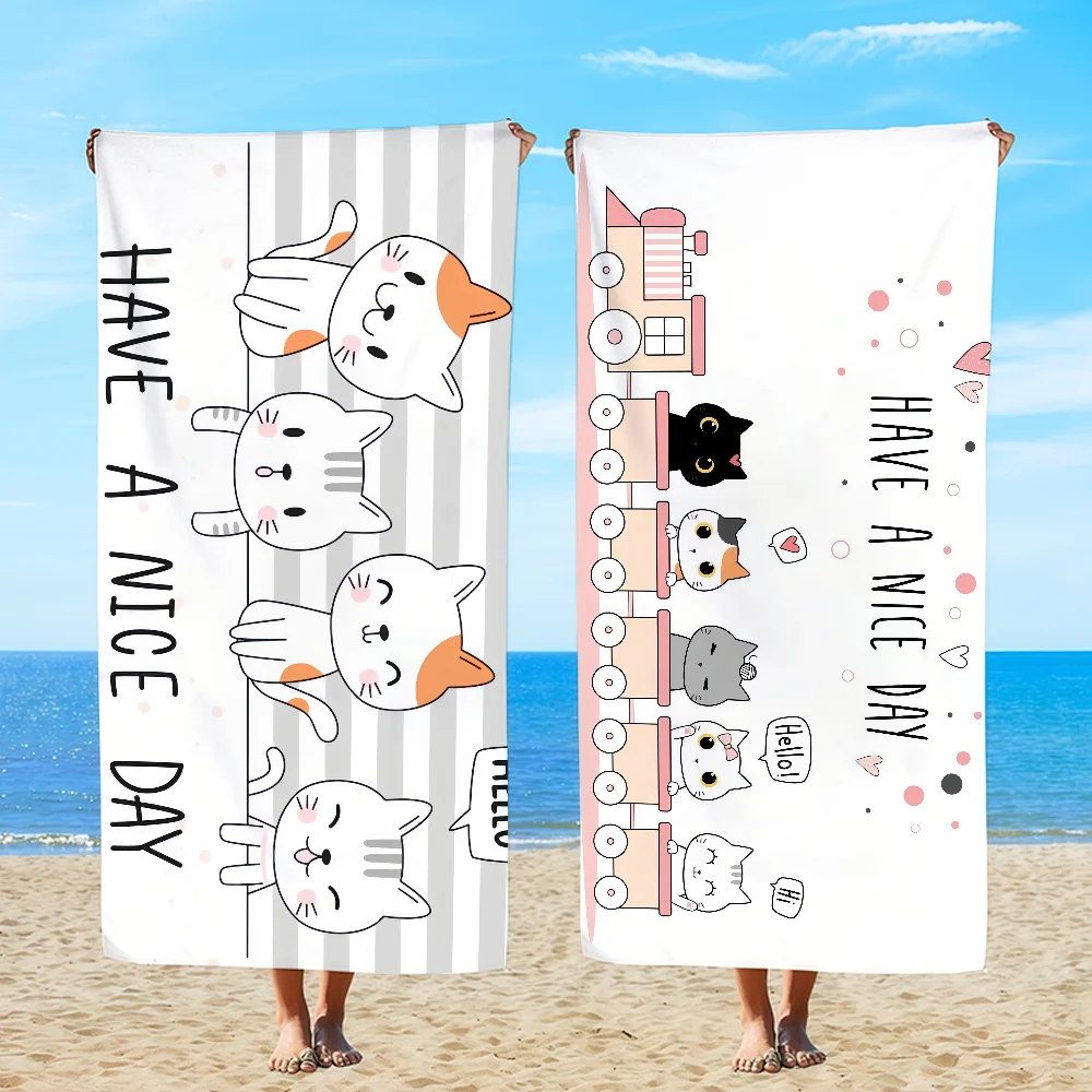 HAVE A NICE DAY Cute Animal Towel Textile Bathrobe Beach Quick-Drying Lightweight Portable Camping Swim Pool Travel