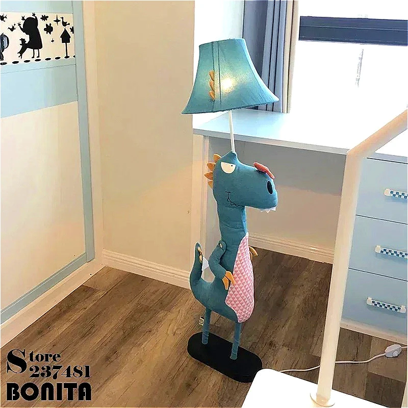 T-rex Floor Lamp Bendable Kid\'s Room Corduroy Fabric Floor Light Cartoon Dinosaur Living Room Lighting Standing Reading Light