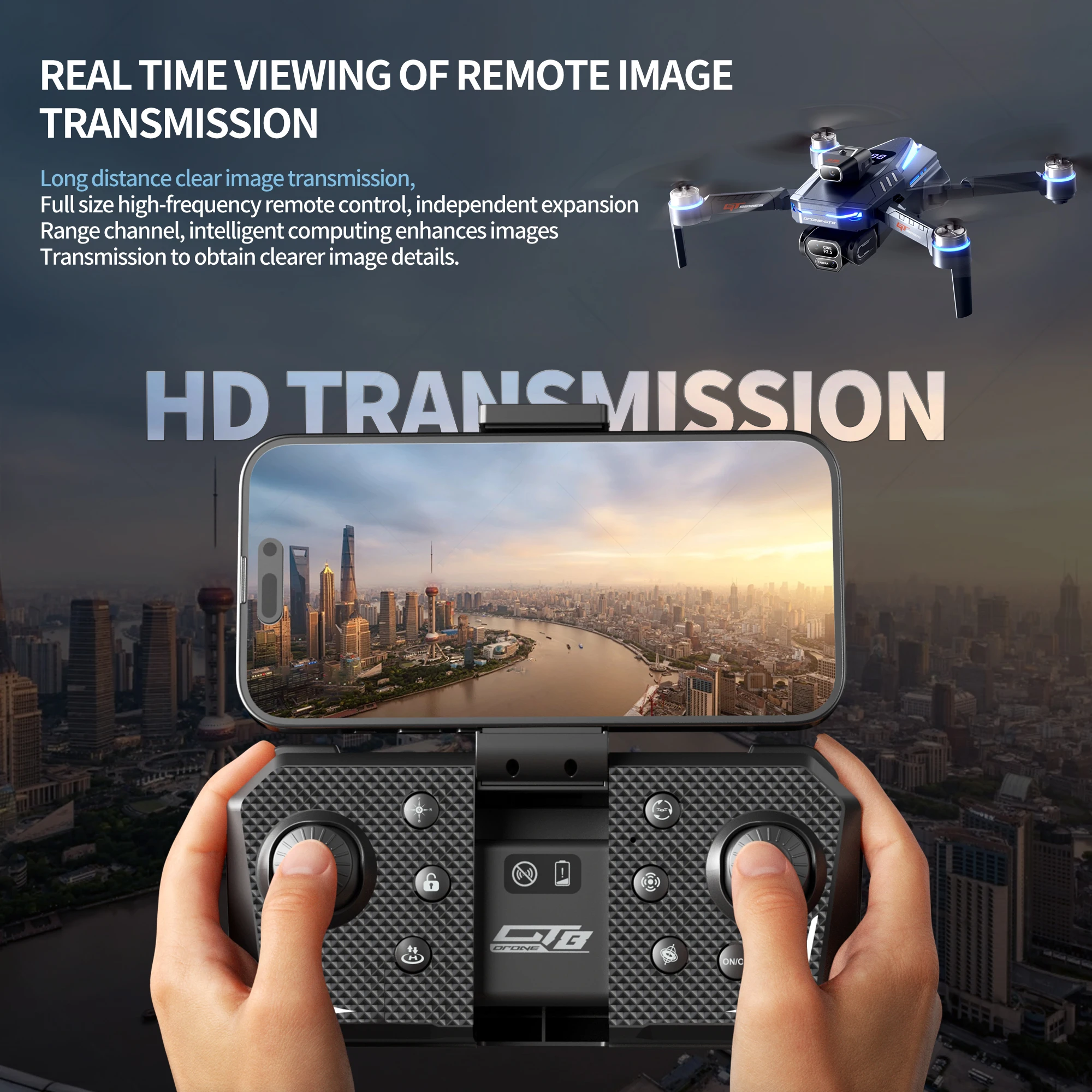 طائرة بدون طيار GT8 2.4G تدفق بصري أمامي وخلفي ثلاثة كاميرات بدون فرش مع عدسة مزدوجة WIFI 360 °   تجنب العوائق RC كوادكوبتر