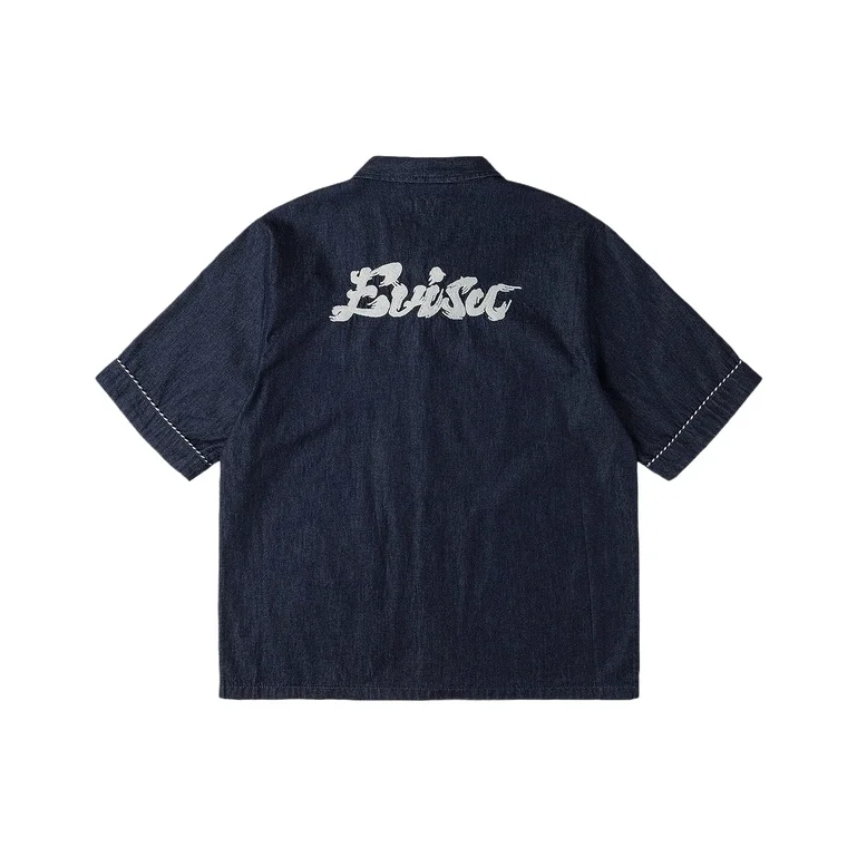 EVISU Shirts Men's Denim Blue Lapel Moderate 2ESHTM6SS1028BZDN