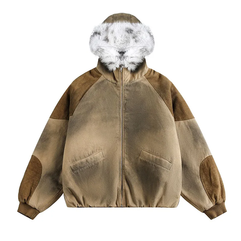 

Winter Warm Casual Parka Coats Harakuju Vintage Streetwear Thermal Outwear Jackets For Male Hooded