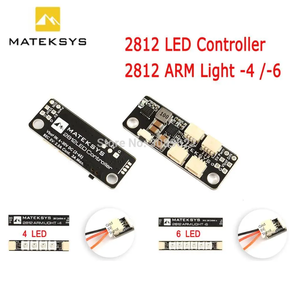 

Matek System 2812LED Controller 2-6S LED Control Module with 5V BEC / 2812 LED Controller & 2812ARM-4 Light 2812ARM-6 Light LED