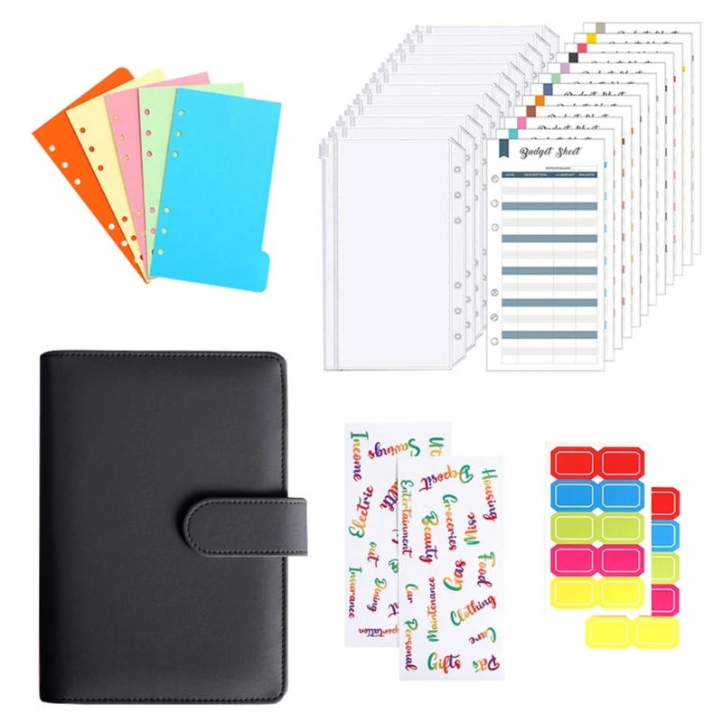 A6Rings Binder Money Budget Binder กระเป๋าสตางค์ประหยัดเงิน Budget Planner เงินสดซองสำหรับ Home & Holiday
