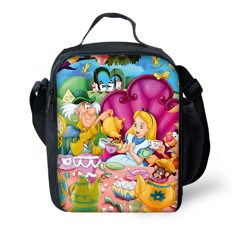 Disney Alice in Wonderland Child Insulated Large Capacity Bag Boy Girl Student Outdoor Picnic Resuable Thermal Cooler Lunch Box