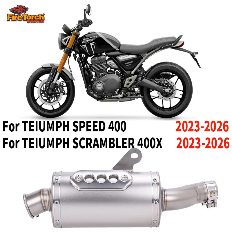 

Slip On For Teiumph Speed 400 Scrambler 400X 2023 - 2026 Motorcycle Exhaust Systems Escape Moto Link Pipe Muffler DB Killer