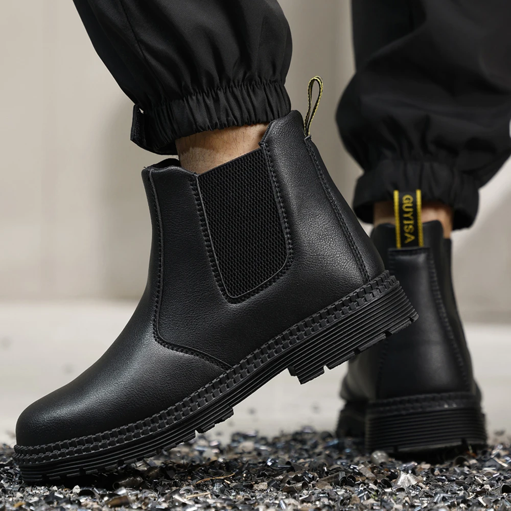 Wasserdichte Sicherheitsstiefel Unzerstörbare Schuhe Herren Arbeitsschuhe Lederstiefel Stahlkappenschuhe Pannensichere Sicherheitsschuhe Rutschfest