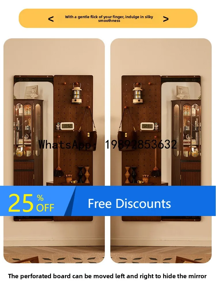 YFY Invisible Full-Length Mirror for Home Use, Wall-Mounted  Mirror, Small Apartment Sliding Hole Board  Fitting Mirror