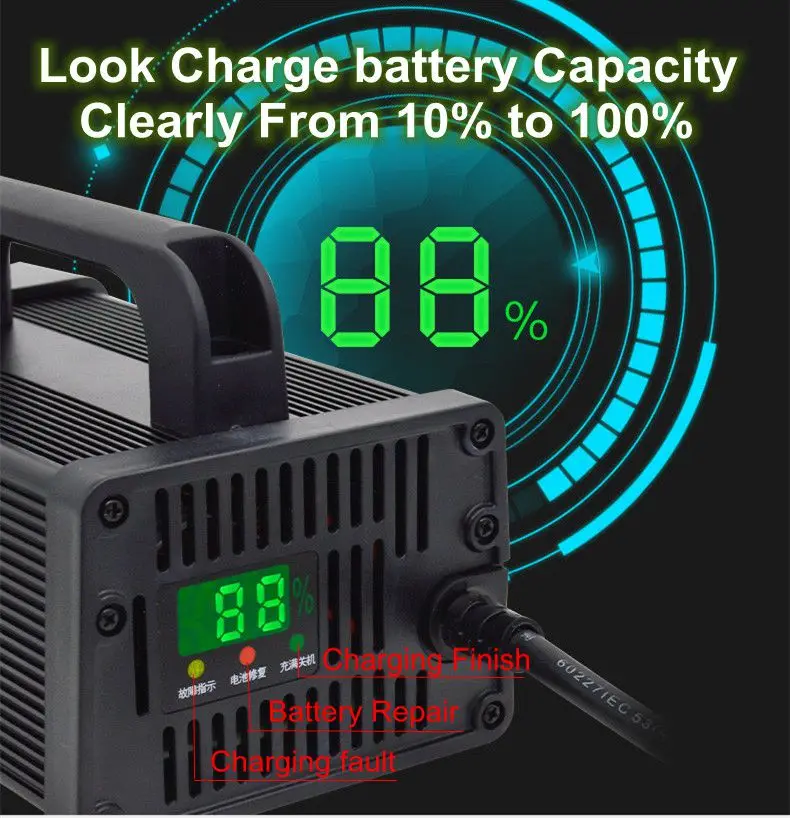 60V 5A 8A 10A 12A 15A 20A cargador 67.2V 71.4V 73V 75.6V li ion lipo lifepo4 GEL AGM dry liquid battery charger 16S 17S 18S 20S