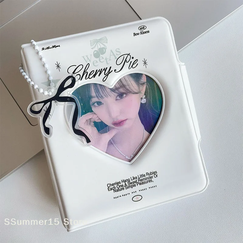 【R】Kpop Photocards Binder Sweet Bow Photo Album Mini Photocard Holder 3 Inch Love Heart Picture Storage Case