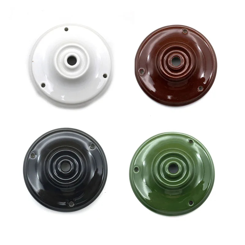 DIY White Black Ceramic Porcelain Light Fittings Hanging Canopy Chandelier Pendant Wall Lamp Lighting Ceiling Plate Rose