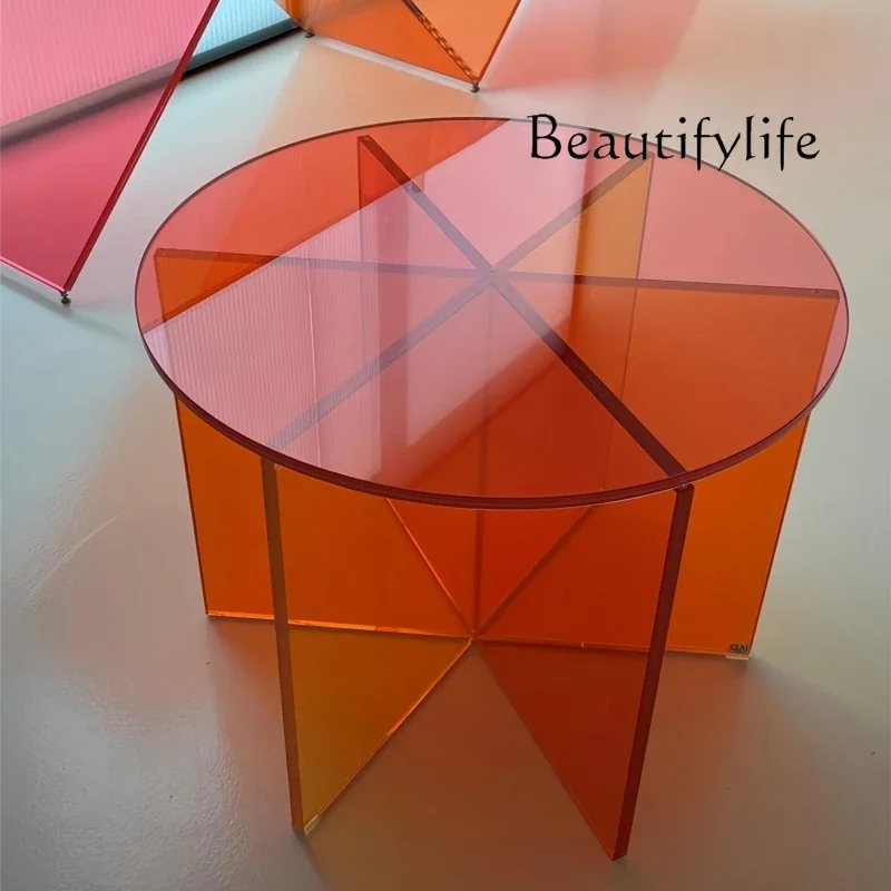 

C40 Стеклянный журнальный столик Гостиная Бытовой Простой балкон Низкий круглый стол Мебель Диван Угловой стол