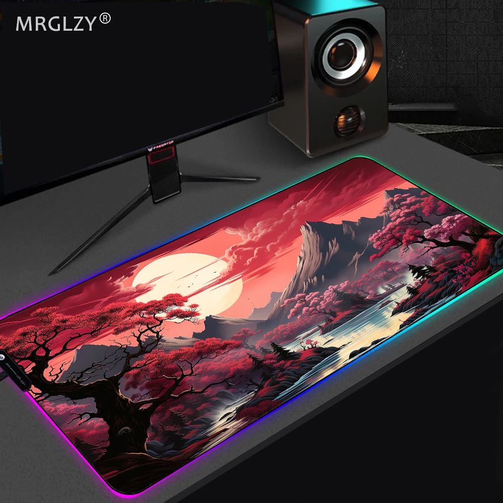 Imagem -02 - Estendido Mouse Pad para pc Gamer Beautiful Desk Mat Office Setup Desk Acessórios Sunconjunto Coaster Mar