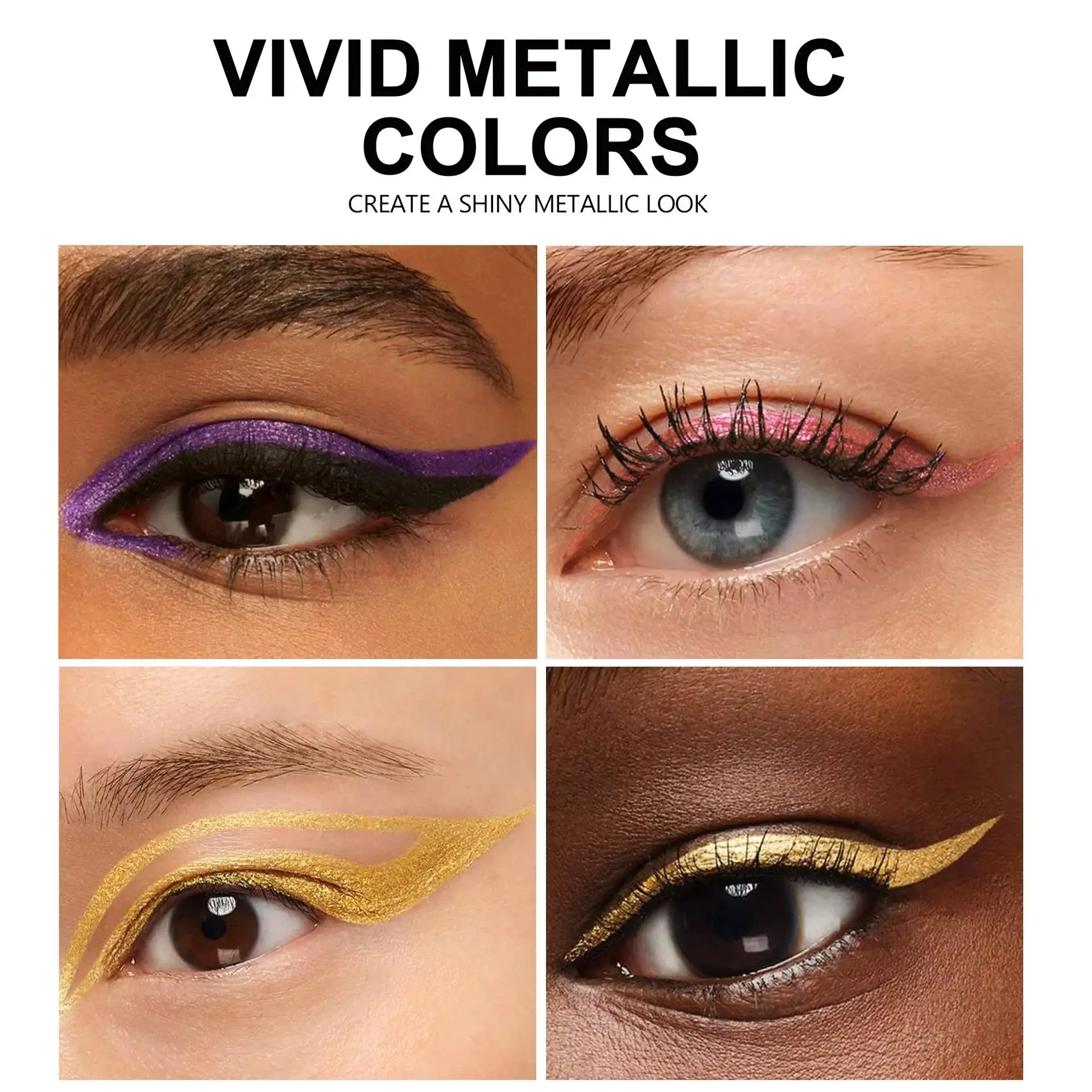 Juego de delineador de ojos líquido con purpurina resistente al agua, 5 colores, Kit de lápiz de maquillaje de ojos brillante de larga duración para mujeres y niñas