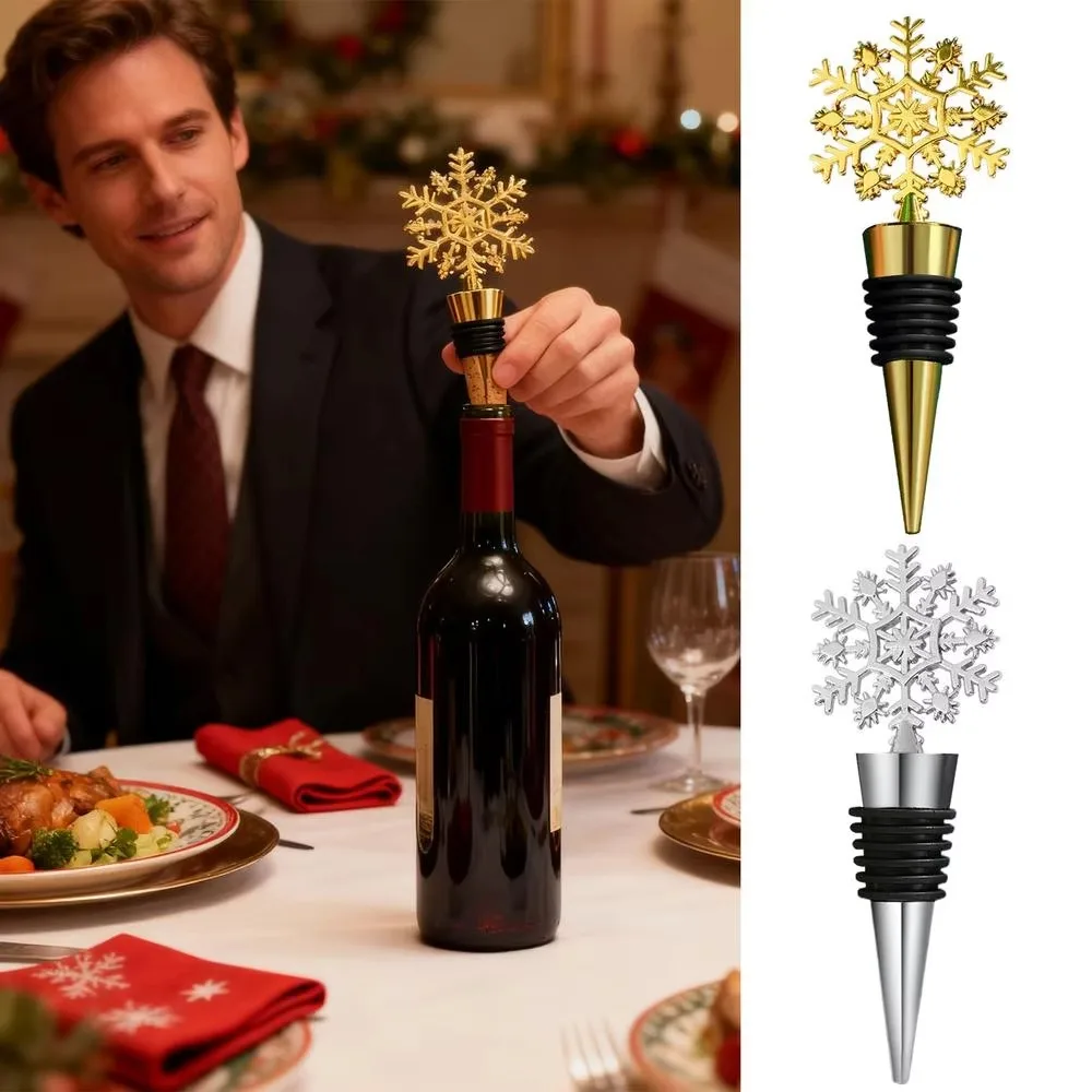 Deer Snowflake Tree Shape Christmas Wine Stopper Sealed Zinc Alloy Wine Preserver Cap Gold/Silver Decorative Wine Cork