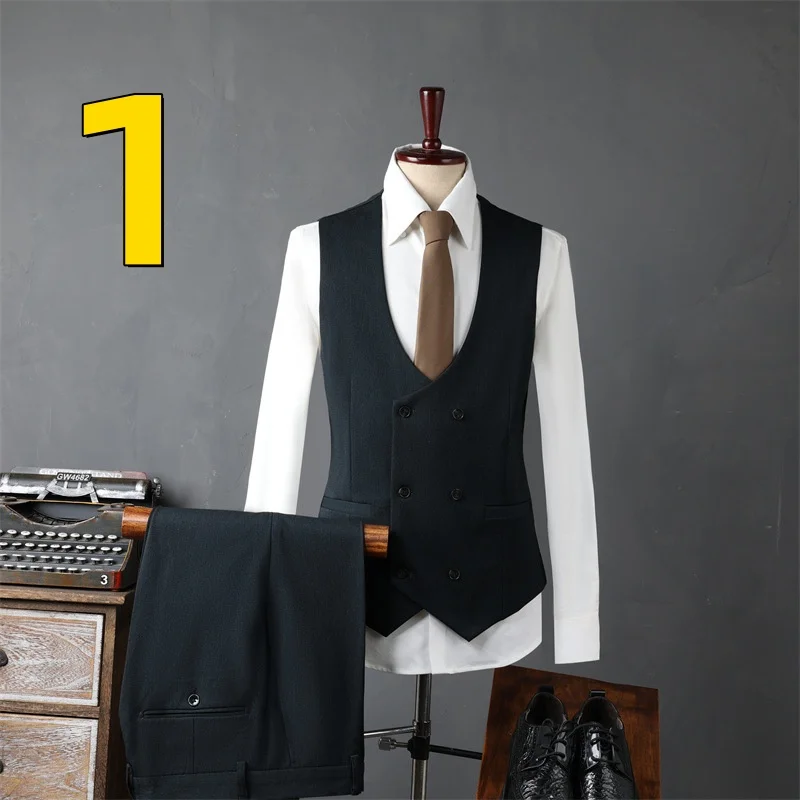 

M7123 Men's slim fit stylish black suit for wedding banquet