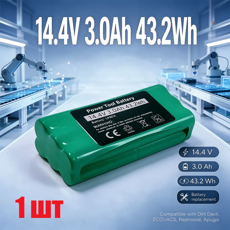 14.4V 3000/4800mAh Replacement Battery for Redmond RV-R350 RV-R165 Polaris PVCR DIRT DEVIL Midea Robot Vacuum