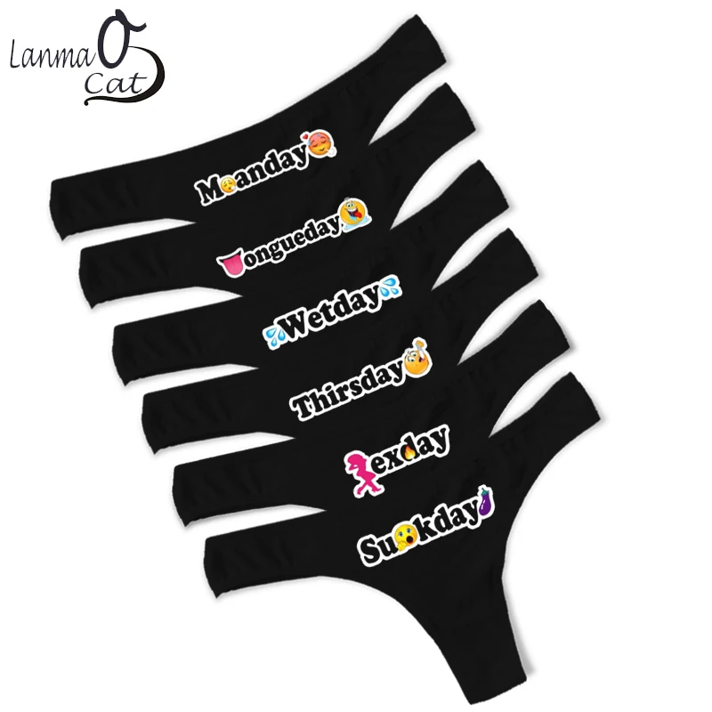 

7pcs/Pack Cotton Panties Women Sexy Thongs Underwear Week Days Female Underpants Intimates Every Weekdays Panty