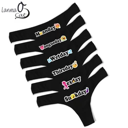 7pcs/Pack Cotton Panties Women Sexy Thongs Underwear Week Days Female Underpants Intimates Every Weekdays  Panty