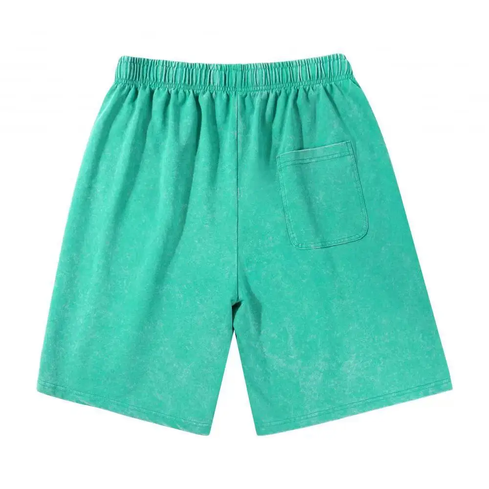 Mens 100% Cotton Batik Washed Shorts Summer High Street Casual Board Short 290g Solid Plus Size Luxury Punk Short Pants - Image 2