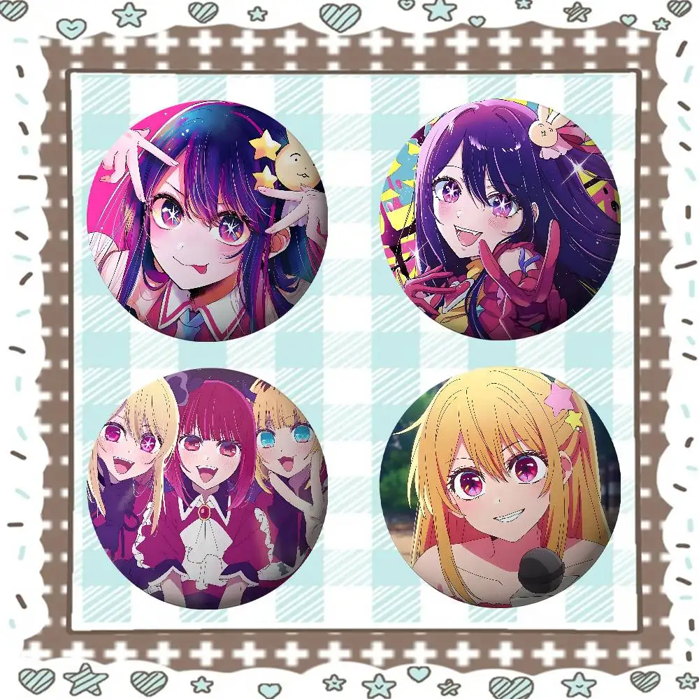 Anime O-Oshi No Ko Minimalist Exquisite Tinplate Brooches: Sleek Badge Lapel Pins For Bag Accessories, Practical Souvenir Gifts