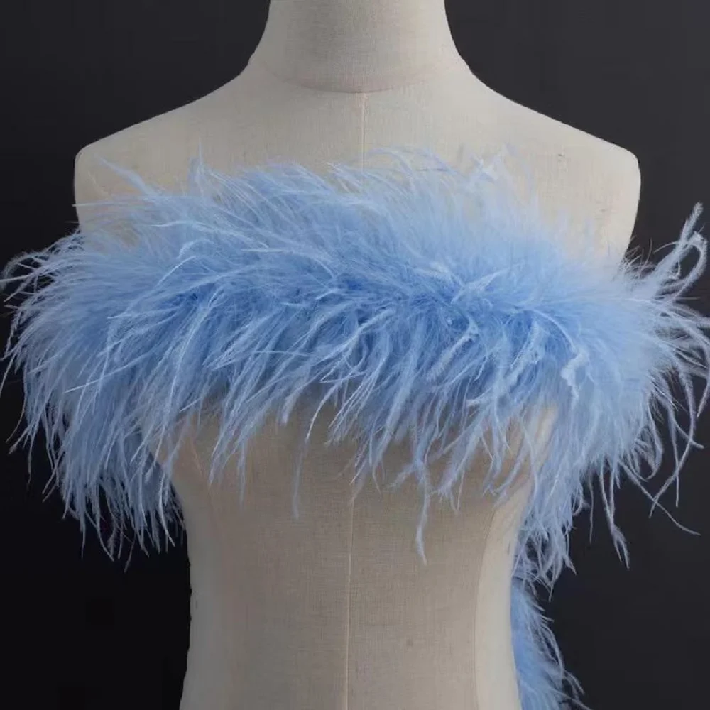 1Ply Ostrich Feather Boa 13-15CM Long Feathers Trims for Crafts Party Dress Sewing Decoration Plumas Ribbon 2 Meters Multicolor
