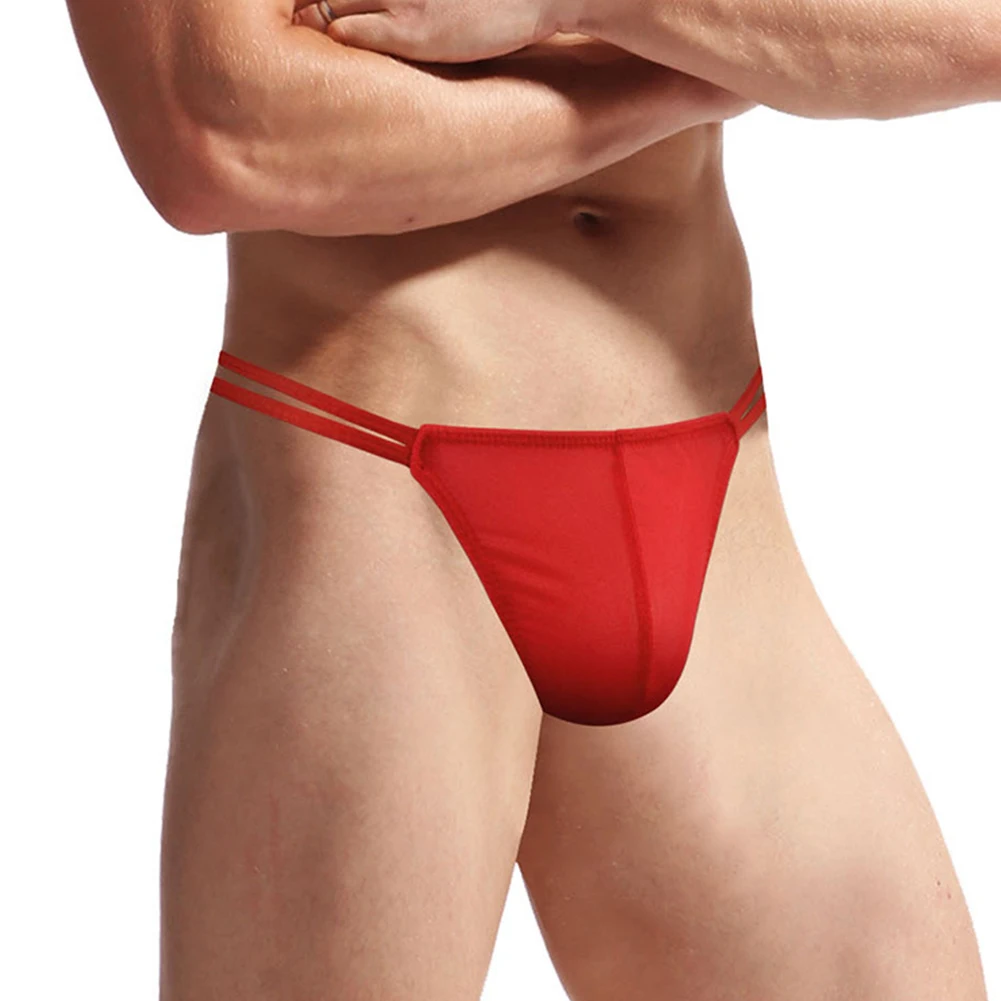 

Men Jockstrap Bulge Pouch Low Rise G-String Thong Briefs Exposed Butt Breathable Breathable Comfortable Solid Color Underwear