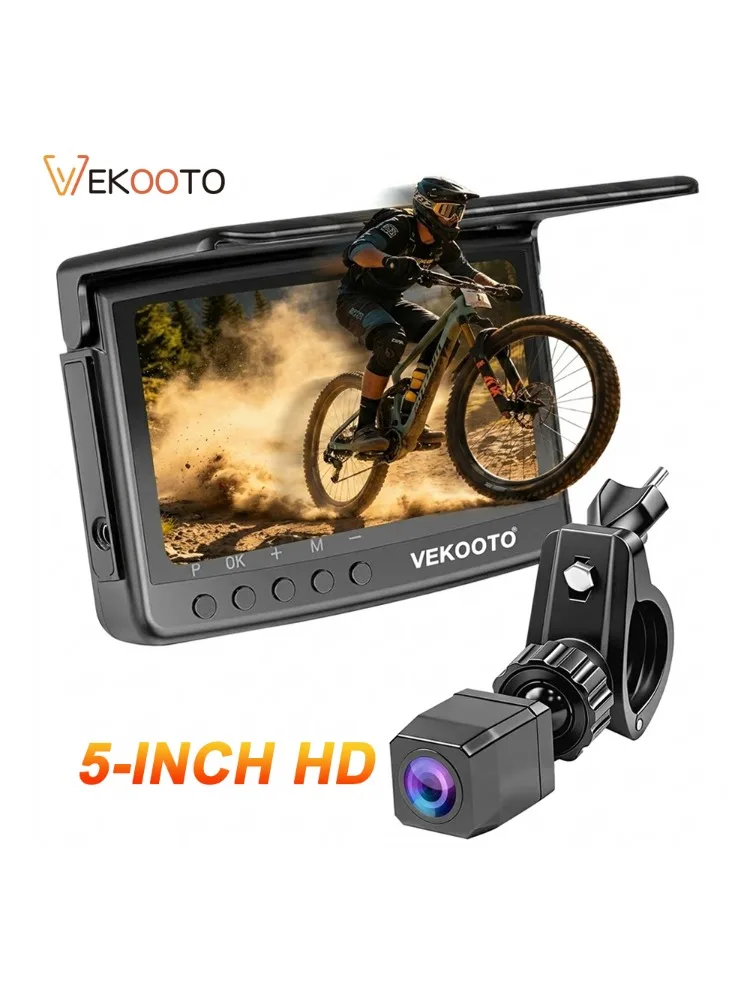 AliExpress NONE 1080P 5" HD Display Bicycle Rear View Camera Real-Time Road Monitoring Night Vision Waterproof Bike Backup Camera for MTB E-Bike