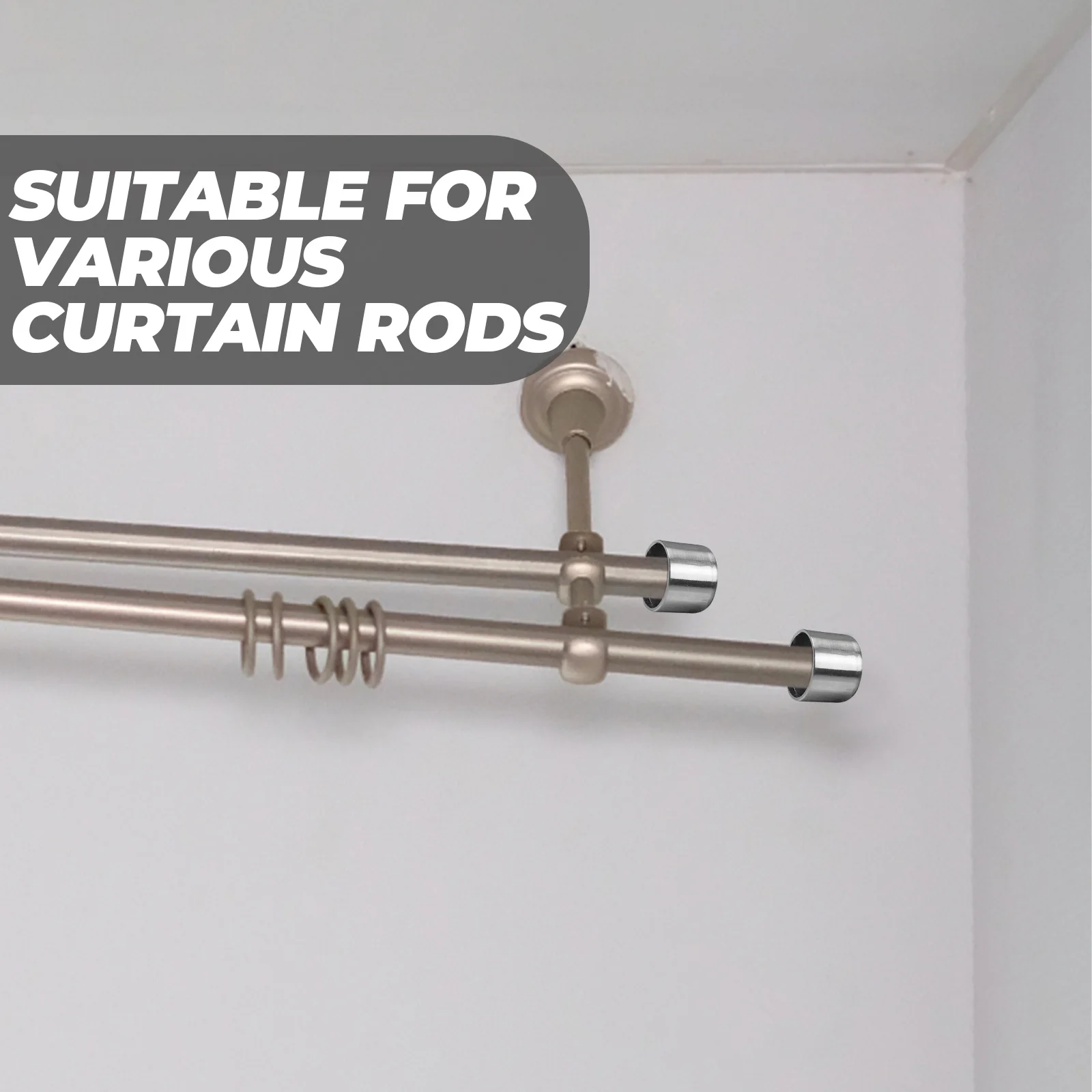 

2Pcs Curtain Rod Finials Alloy Decorative End Caps Elegant Curtain Pole Fittings for Windows Rod Final
