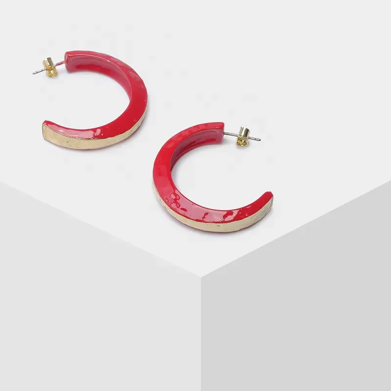 Fashionable Red Crescent Design Earrings