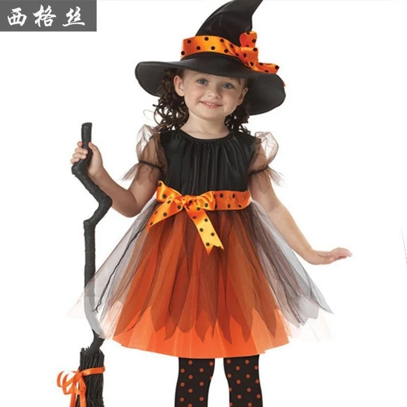 

Halloween Children's Clothing Girls' Clothing Witch Cloak Elf Magic Skirt Children's COS Dressing