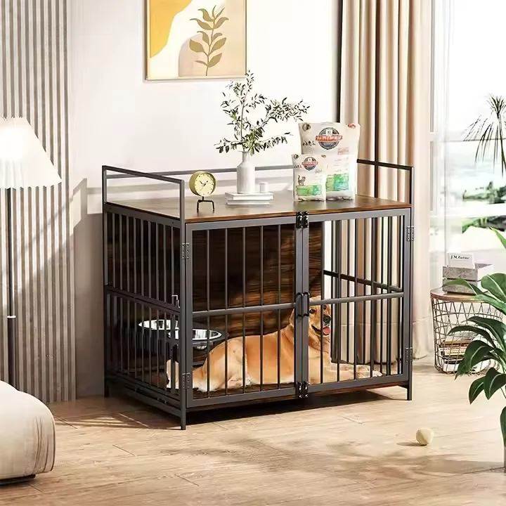 

High Quality 41-Inch Furniture-Style Dog Cage Safe and Durable with Removable Tray for Indoor Use Made of Wood and Iron