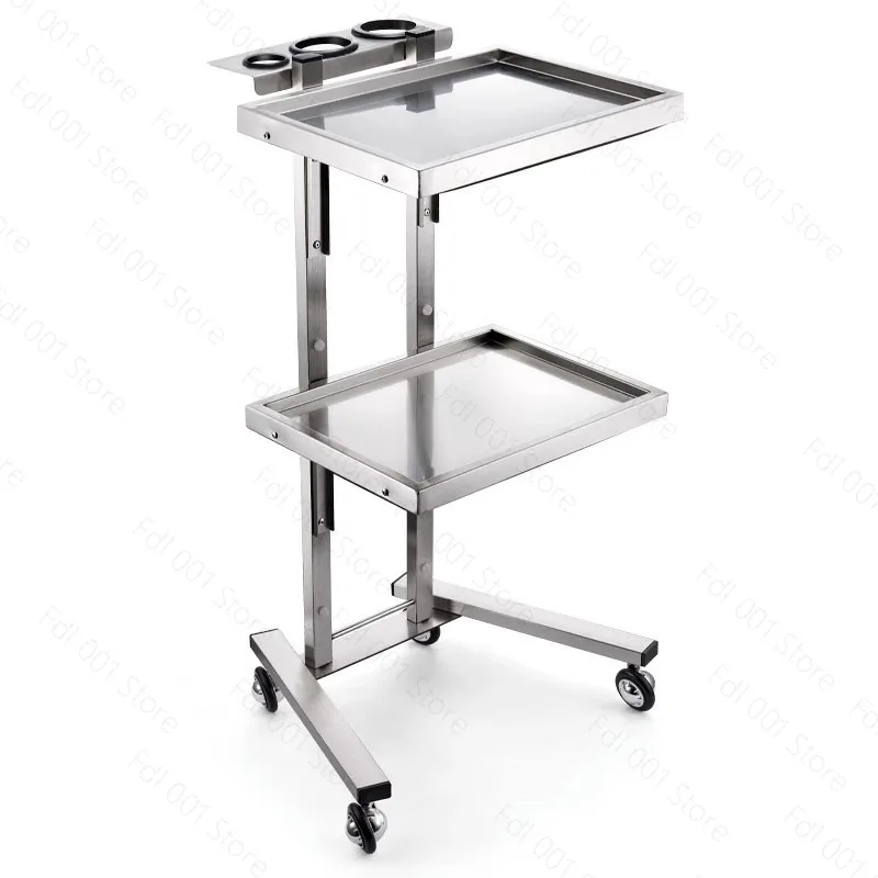 Stainless Steel Foldable Tool Cart Beauty Salon/Barber Shop Trolley Storage workbench supermarket 2-tier tool cart AA