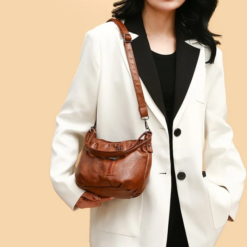 

Luxury Tote Messenger Purse For Women Shopper Bag Large Capacity Commuter Solid Color Classic Leather Elegant