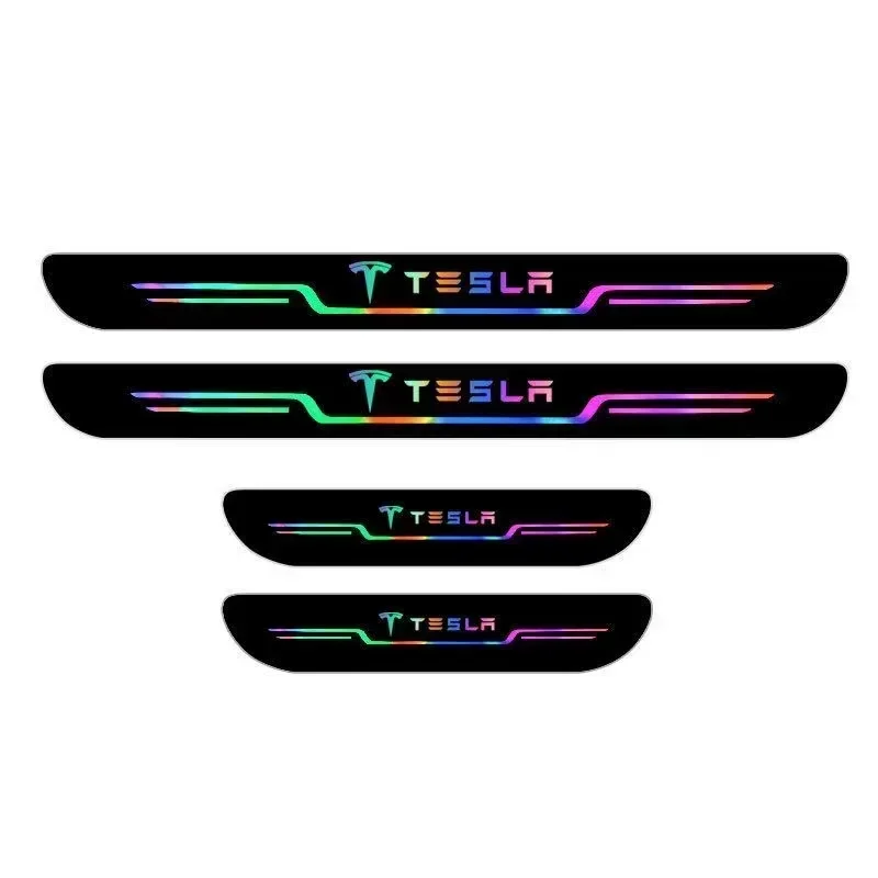 4PCS Suitable for Tesla Mode3 ModeY S X car threshold protection strip,welcome pedal decoration, foot pedal to prevent scratches