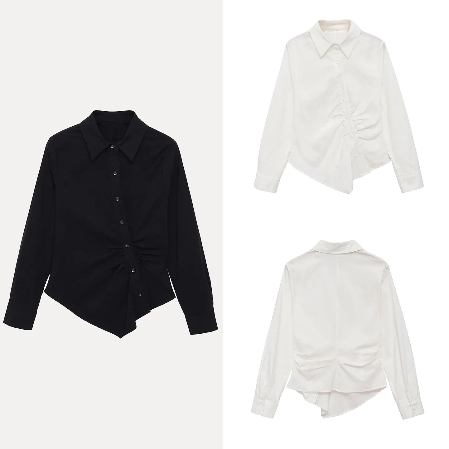 

Женская повседневная рубашка с длинным рукавом на пуговицах, эластичная, с воротником, весна 2026, универсальная, модная, для повседневной носки, китайский бренд