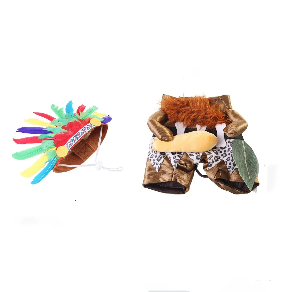

Funny Adjustable Pet Transformation Outfit Decorative Interesting Dog Cosplay Costume Cute Cat Indian Chief Outfit Cosplay Party