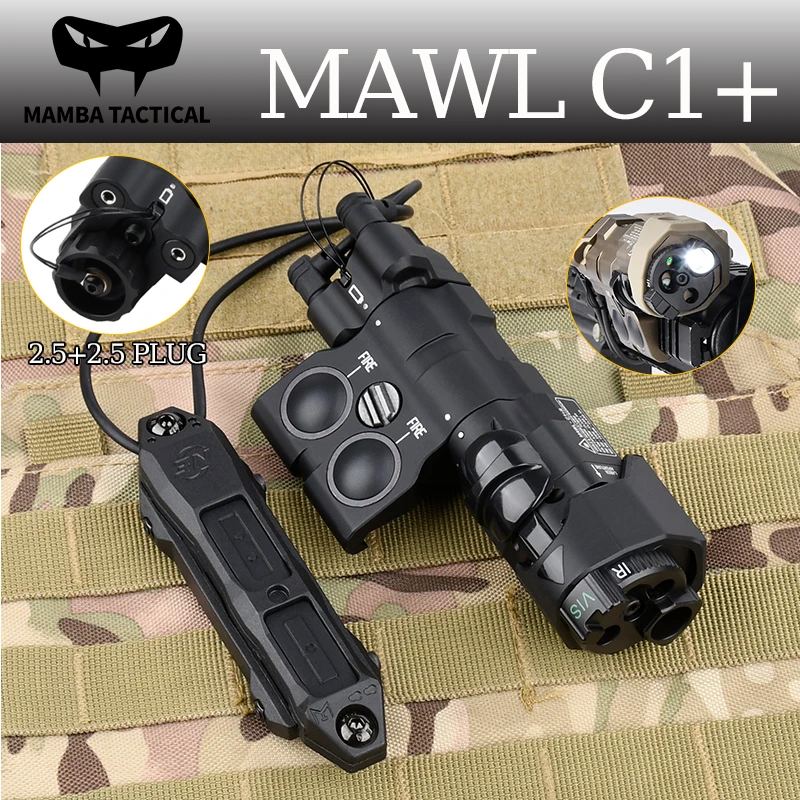 WADSN Aluminum MAWL C1+ Infrared Aiming Lighting Strobe LED&Dual Button Pressure Remote Switch 2.5 Plug Full Function MAWL Metal