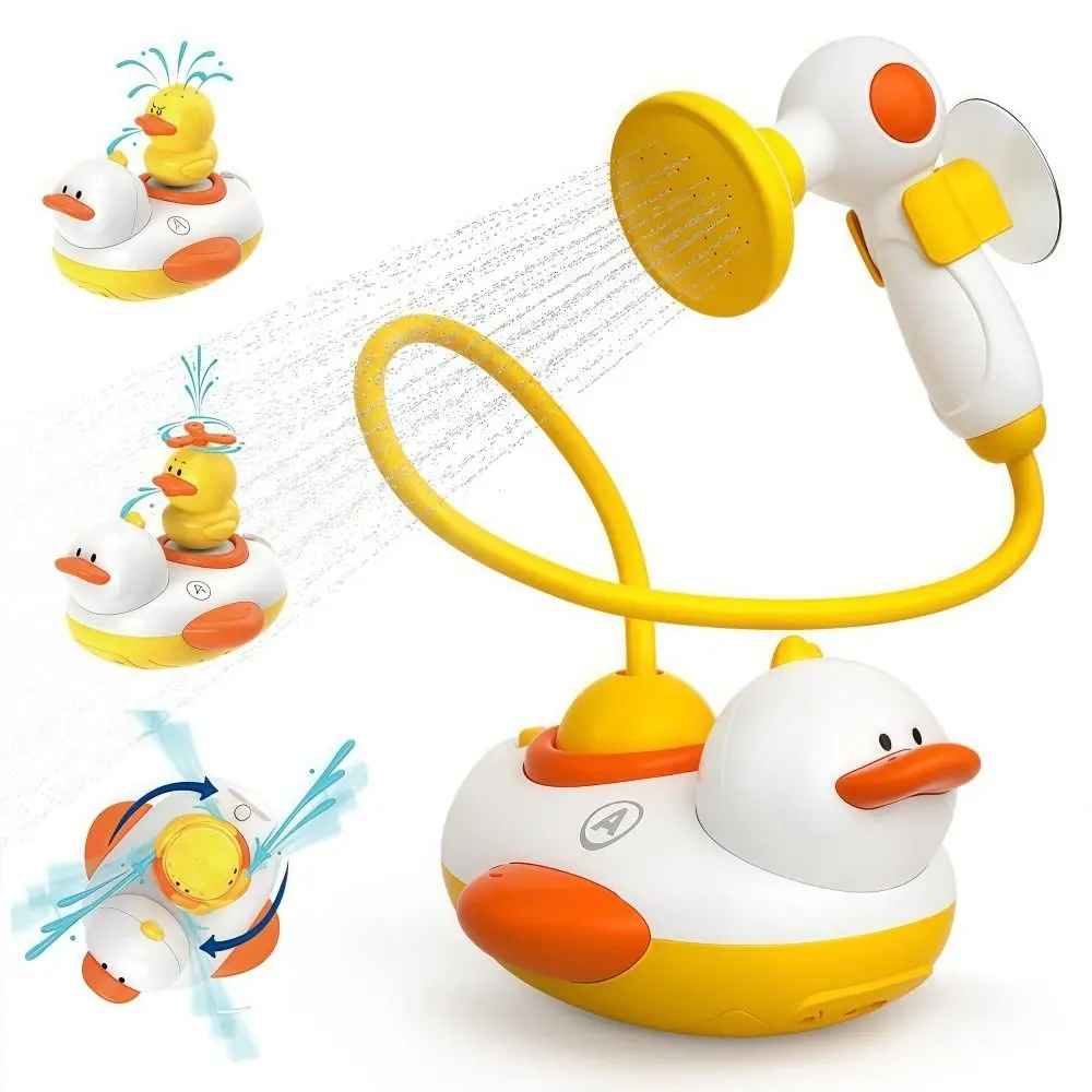 

Electric Baby Bath Water Toys Rotation Squirting Ducks Bath Shower Head Cartoon Multifunctional Shower Toy Set For Bathtub