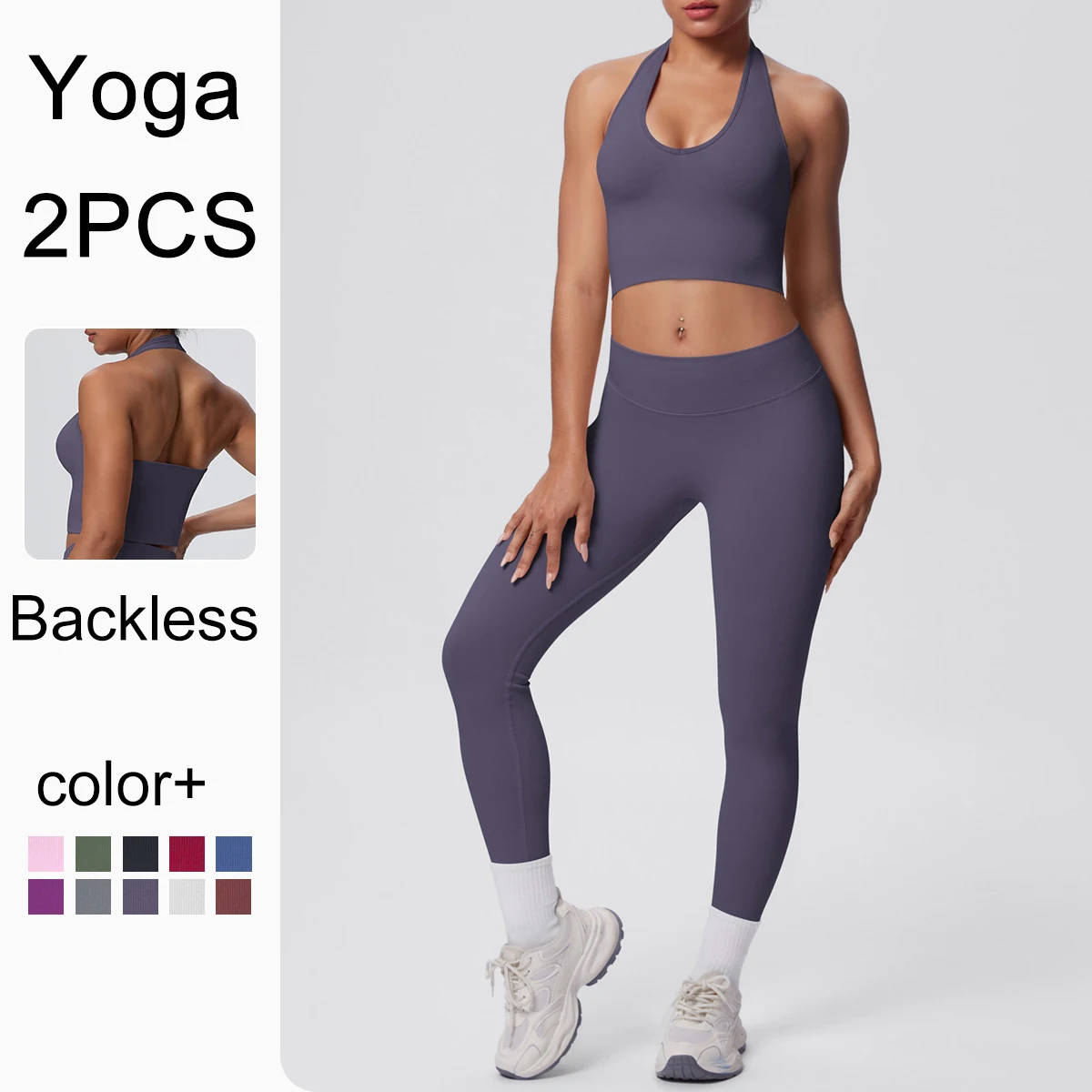 

Rooftrellen, 2 шт./компл., женский спортивный комплект для занятий йогой в тренажерном зале, дышащий противоударный топ для тренировок, бюстгальтер с открытой спиной, штаны для фитнеса с эффектом пуш-ап, комплект для йоги