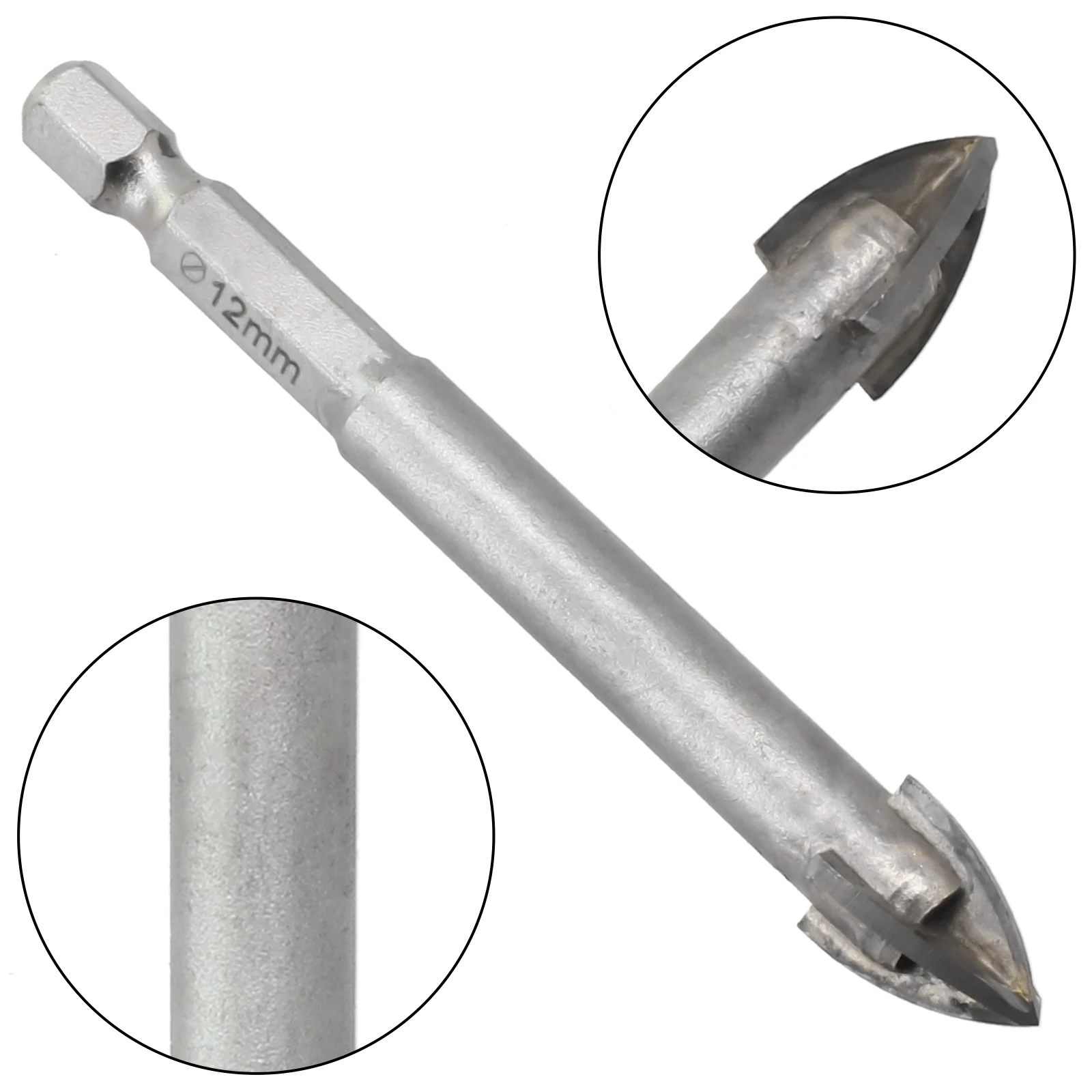 1 Uds. Broca hexagonal cruzada, herramienta de perforación para baldosas de porcelana de hormigón, brocas de vidrio, herramientas, taladros de carburo, accesorios de herramientas eléctricas