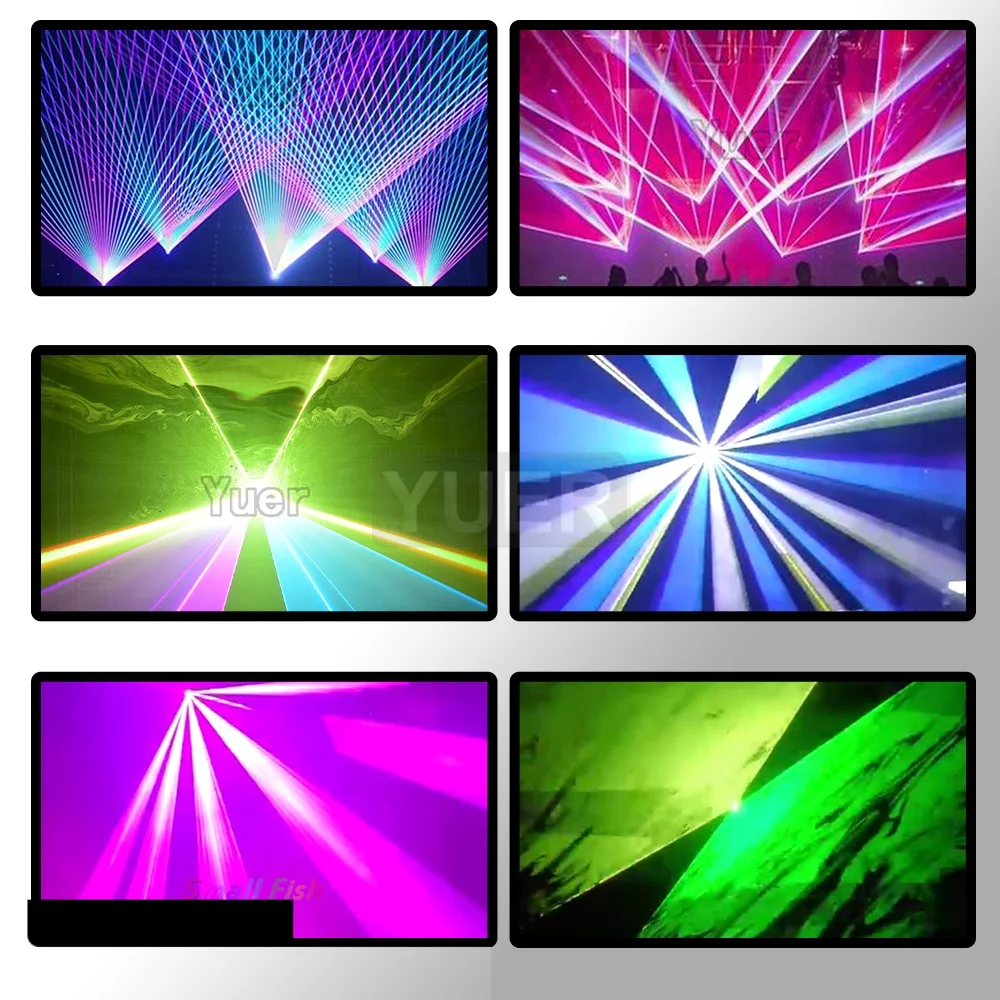 YUER-Scanner d'Animation de Scène, Lumière Laser Dj, ILDA DMX, Faisceau de Lumière Laser RGB 8W, pour Spectacle de ix