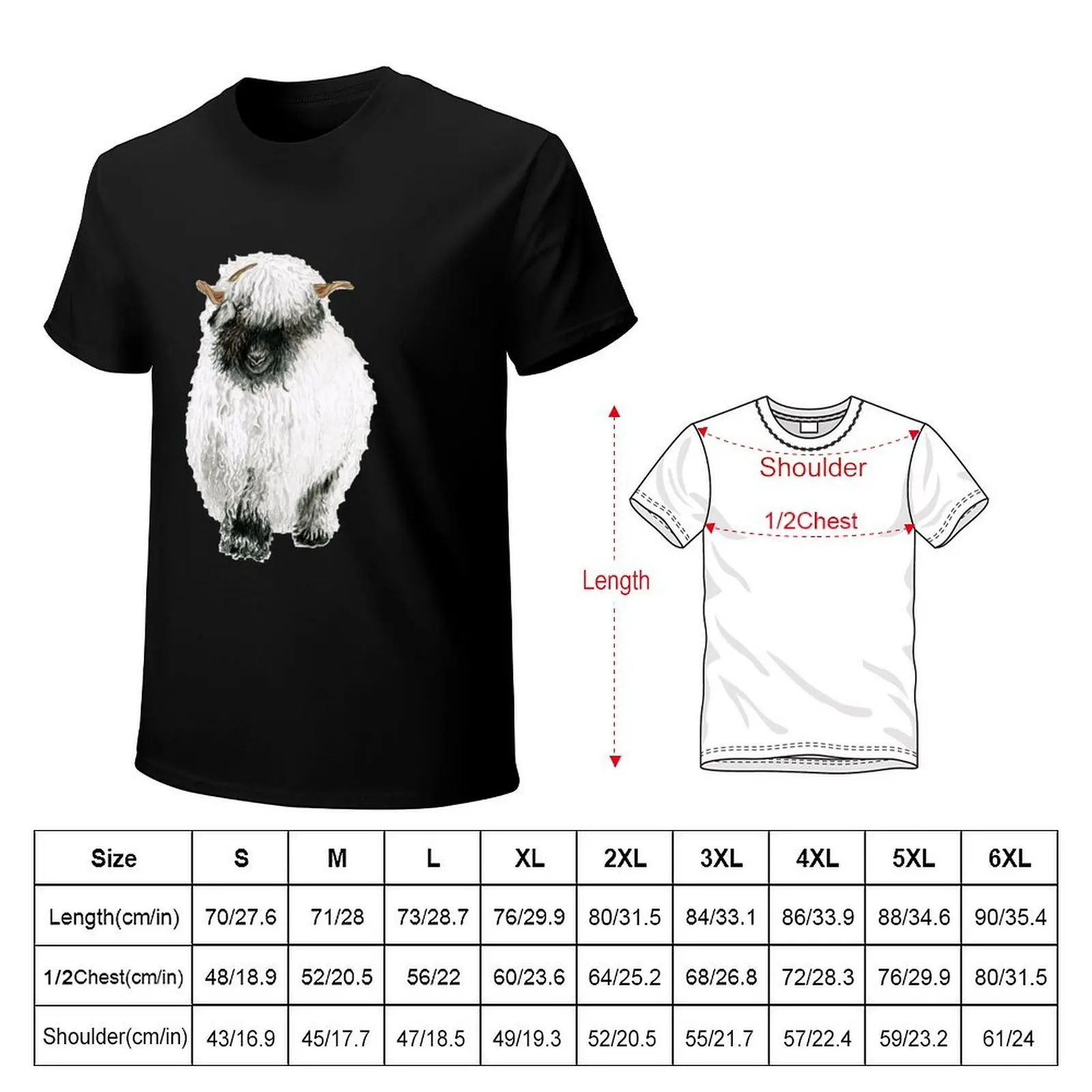 Valais Blacknose Sheep Drawing T-Shirt gifts for boyfriend new edition graphic tee shirt cheap stuff black t shirts for men
