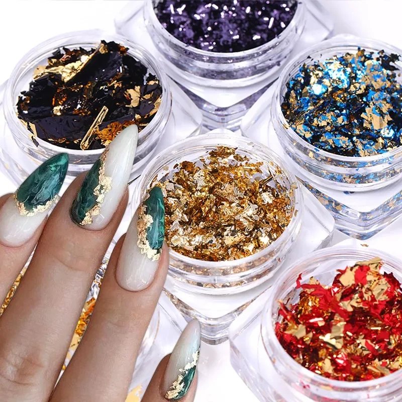 Gold Silver Nail Foil Glitter Chrome Powder Manicure Accessories