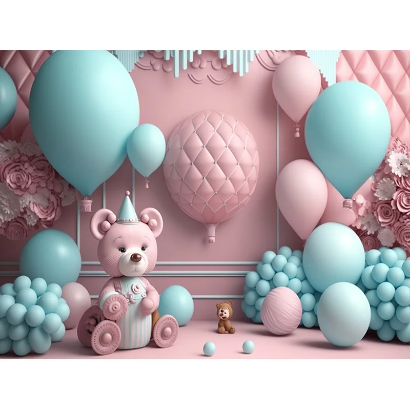 Fondos de fotografía de feliz cumpleaños para habitación de bebé, accesorios para decoración de fiesta de recién nacido, arco de globos, fondo fotográfico con tema Floral, QQ-12