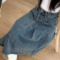 Summer Trendy Designer Lady High Waist Jeans Skirts Women Fashion Vintage Denim Skirts Girls Korean Casual Mid-Long Dress - Image 4