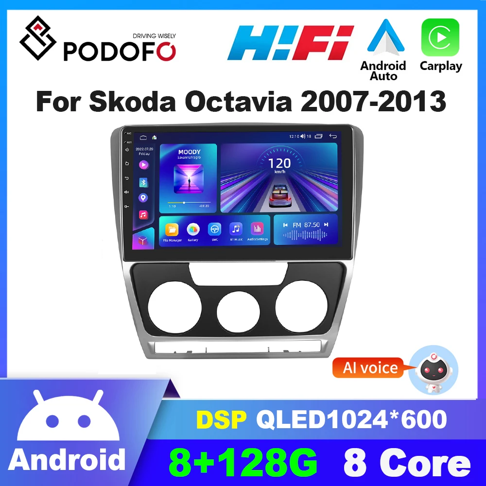 

Podofo Android 2din Car Radio For VW Volkswagen SKODA Octavia 2 A5 2007-2013 Multimidia Video Player GPS Navigation Auto Stereo