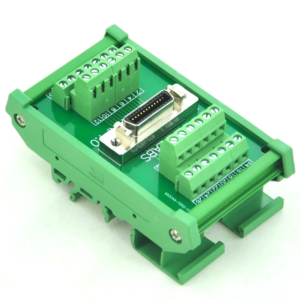 

CZH-LABS DIN Rail Mount 26-pin 0.05" Mini D Ribbon/MDR Female Interface Module, SCSI.