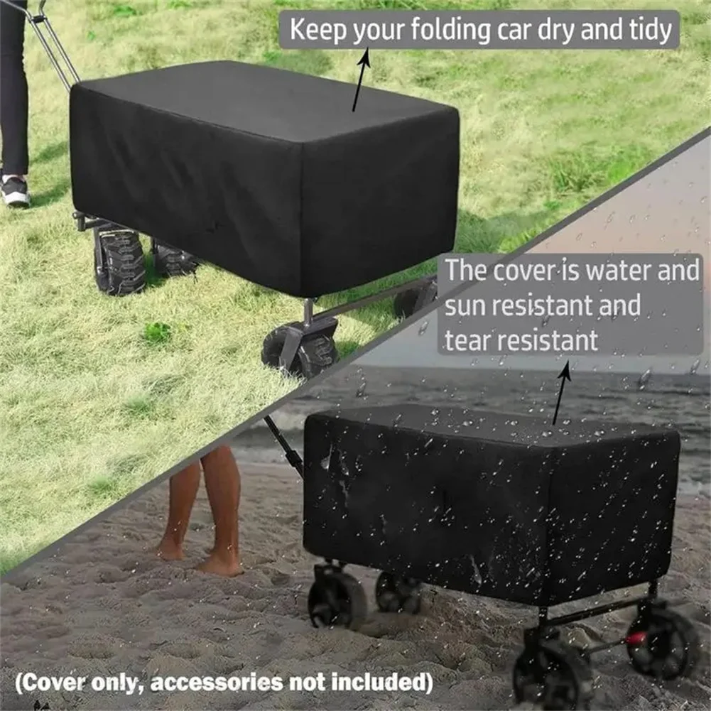 Folding Wagon Cover For Garden Wagon, 420D Silver-coated Oxford Cloth Waterproof Dustproof Utility Wagon Cart Cover Accessories