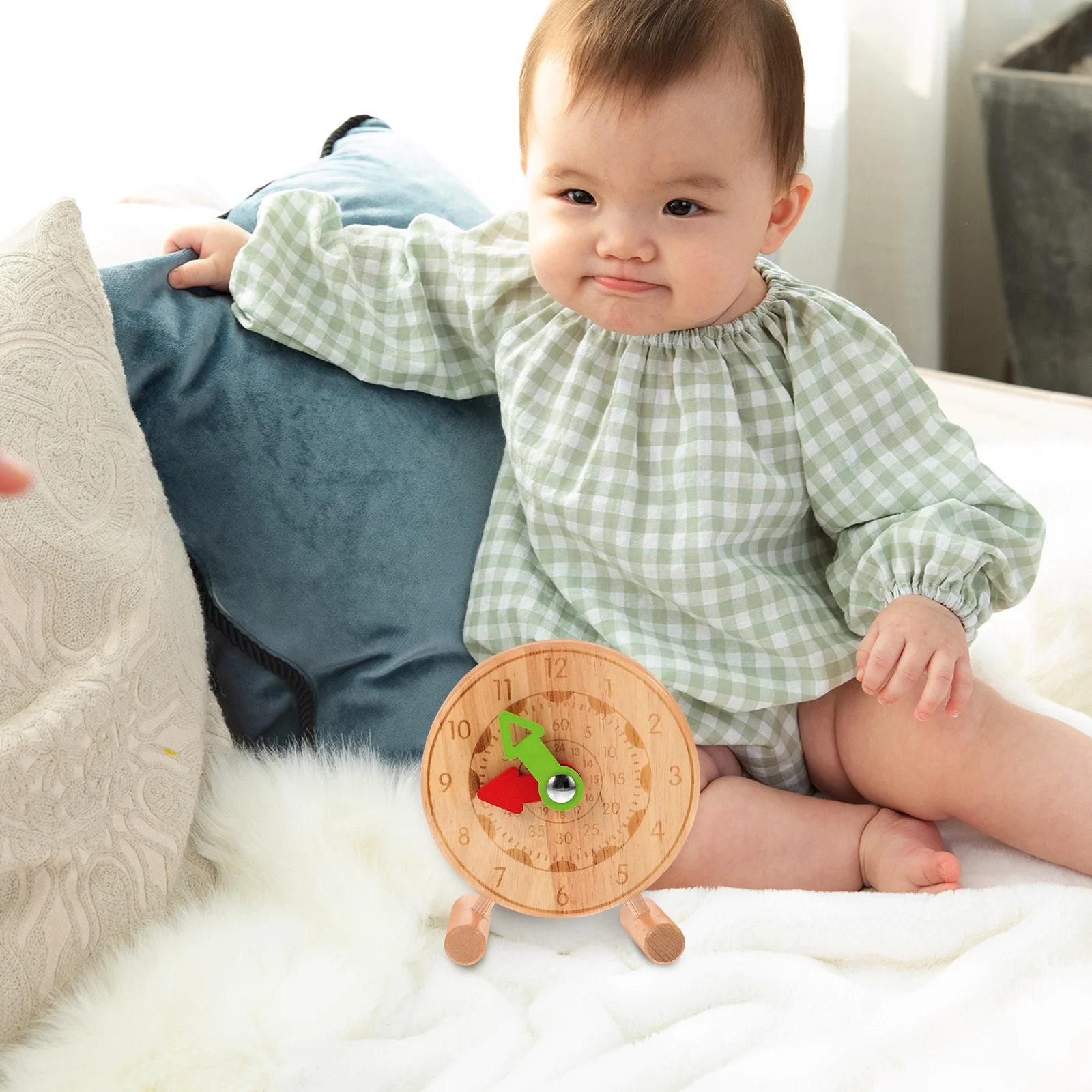 1pc Zeit Erkenntnis Holz Mini Uhr Spielset Für Kinder Helle Farbe Glatte Oberfläche Lernen Puzzle Spiel Pädagogisches Kognitive