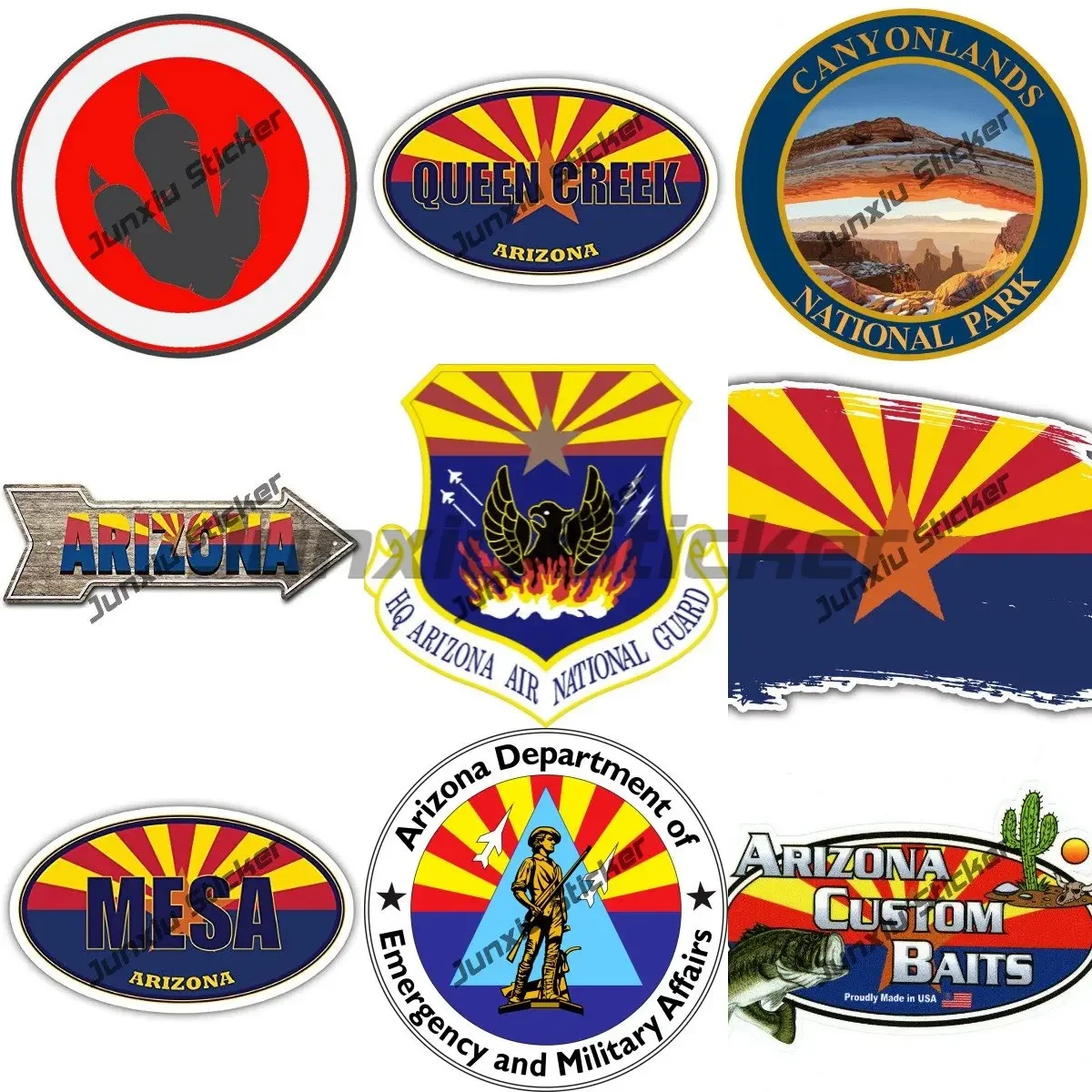 

USAF Arizona Air Guard HQ Self-adhesive Vinyl Decal Arizona AZ Shape State Flag Vinyl Decal Sticker Die Cut Decal Arizona Decals